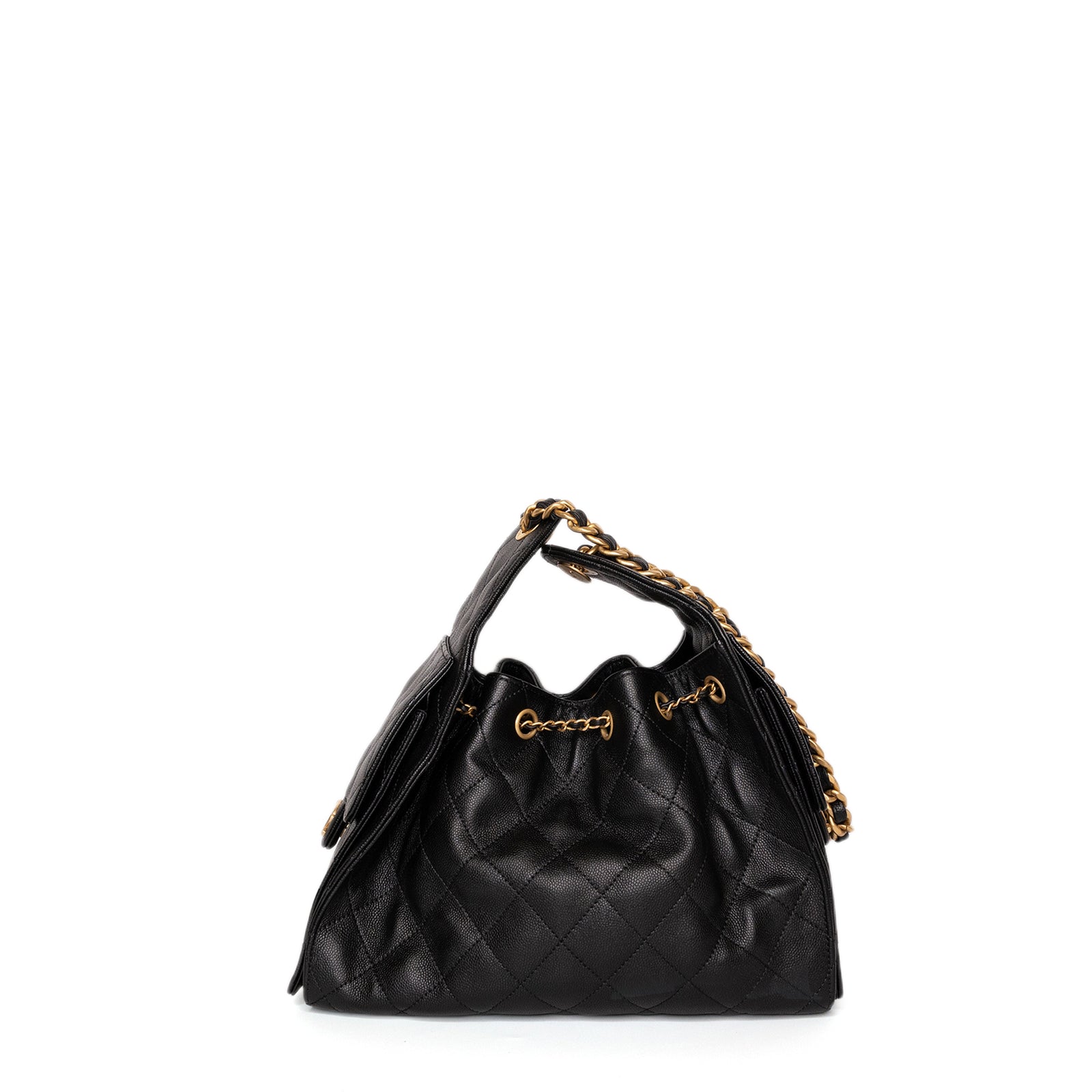 CHANEL SMALL 25 HANDBAG GRAINED CALFSKIN BLACK GHW (MICROCHIP)