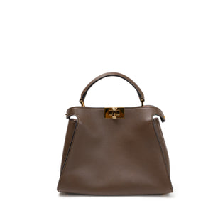 FENDI SMALL PEEKABOO BAG BROWN CALFSKIN LEATHER GHW