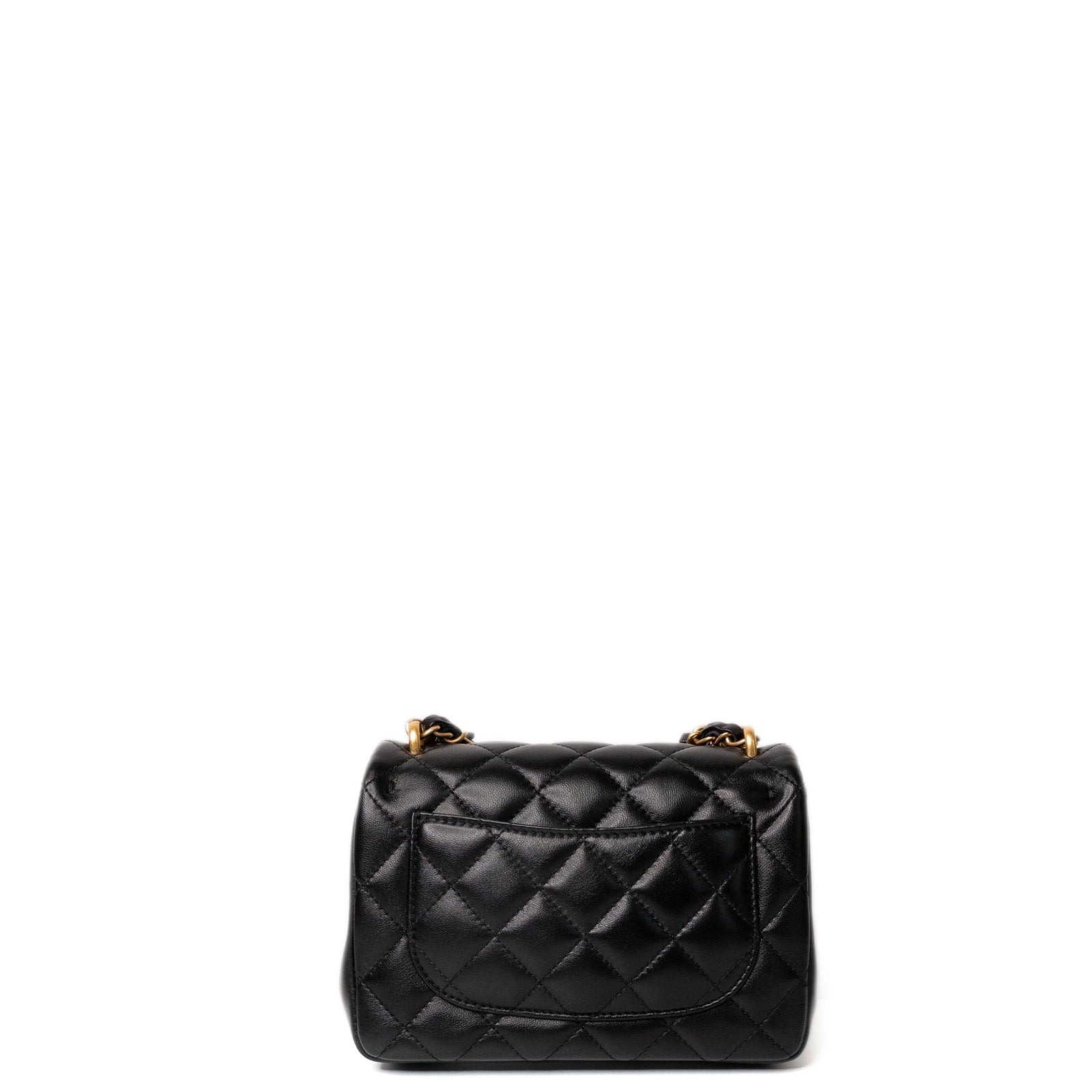 CHANEL 25B PEARL HANDLE MINI SQUARE LAMBSKIN LEATHER GHW (MICROCHIP)