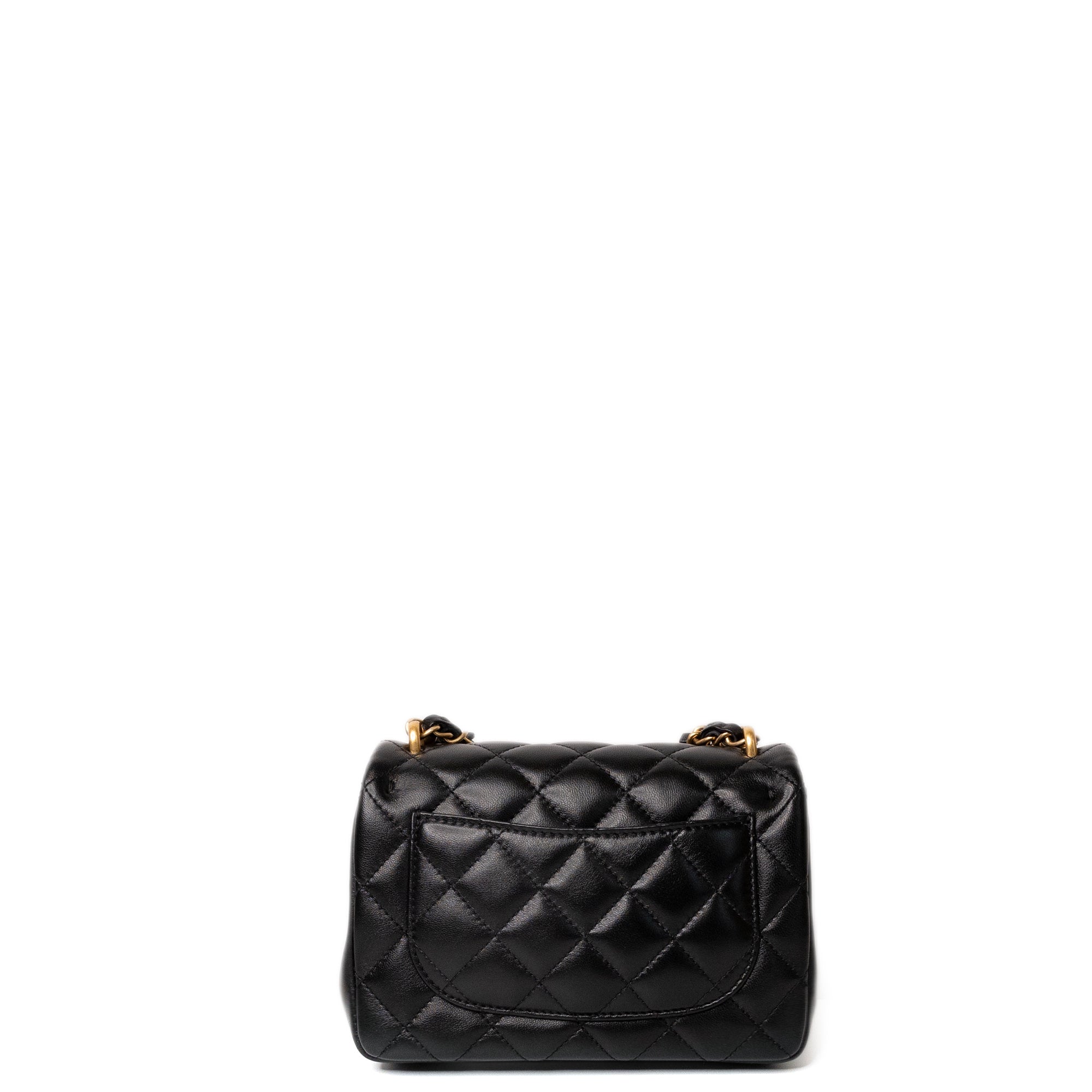 CHANEL 25B PEARL HANDLE MINI SQUARE LAMBSKIN LEATHER GHW (MICROCHIP)