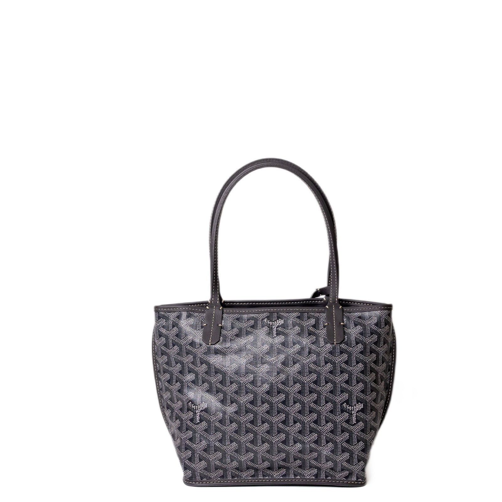 GOYARD MINI ANJOU TOTE BAG CANVAS / CALFSKIN GREY SHW