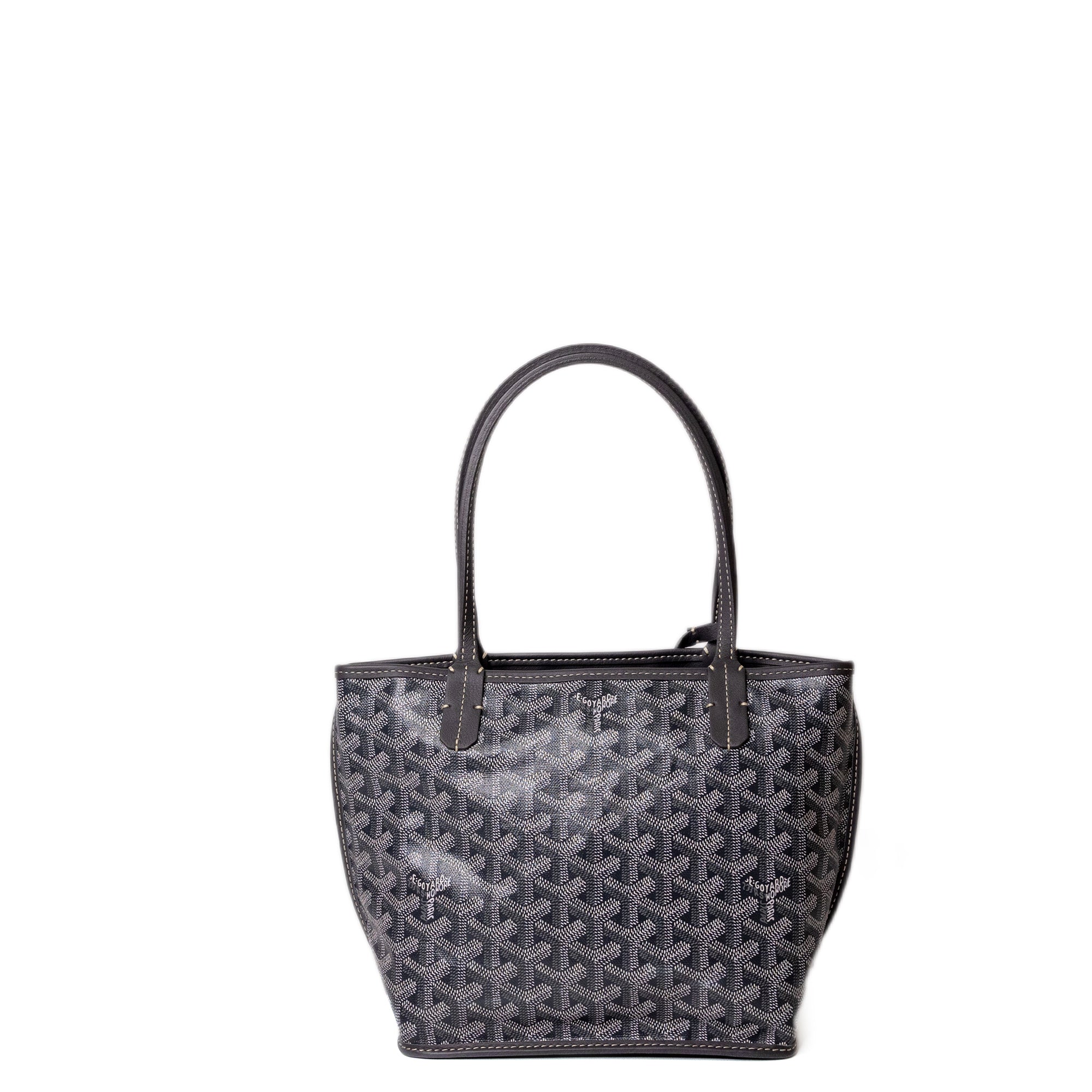 GOYARD MINI ANJOU TOTE BAG CANVAS / CALFSKIN GREY SHW