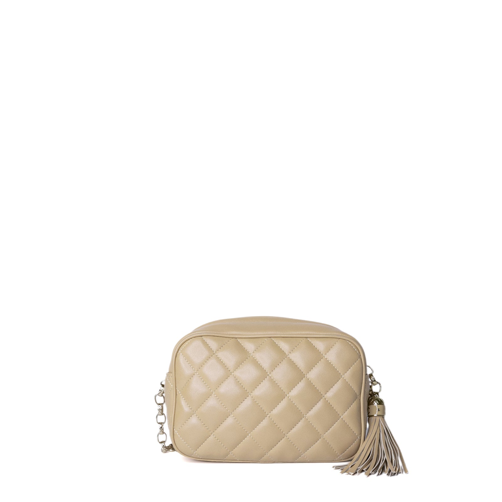 CHANEL CAMERA BAG WITH TASSEL BEIGE SHW