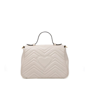 GUCCI GG MARMONT TOP HANDLE BAG LEATHER WHITE GHW