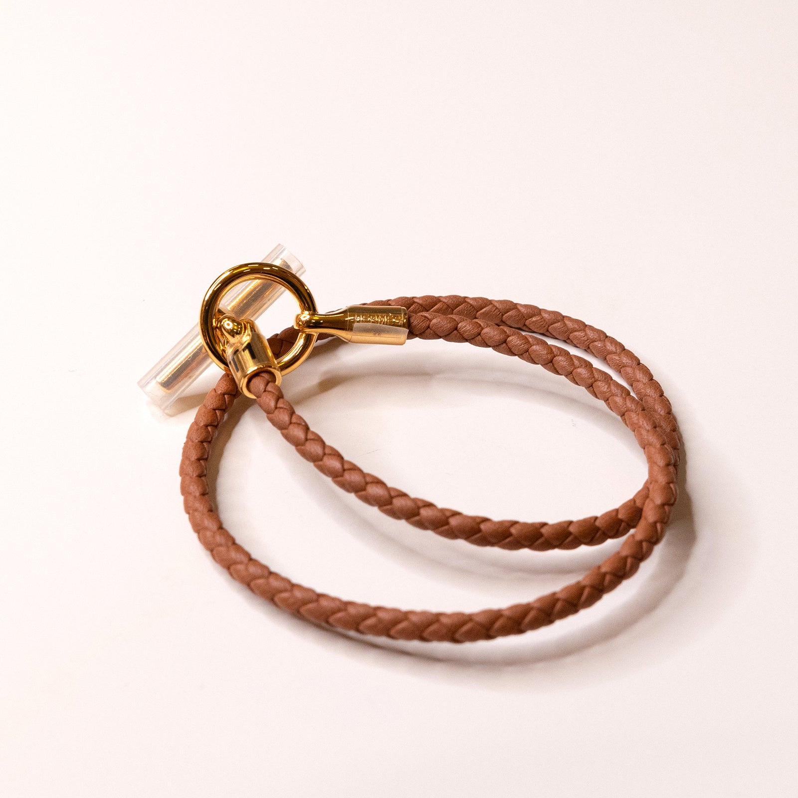 HERMES GLENAN DOUBLE TOUR BRACELACE BROWN RGHW
