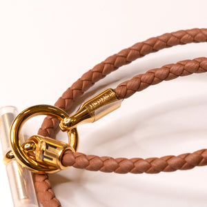 HERMES GLENAN DOUBLE TOUR BRACELACE BROWN RGHW