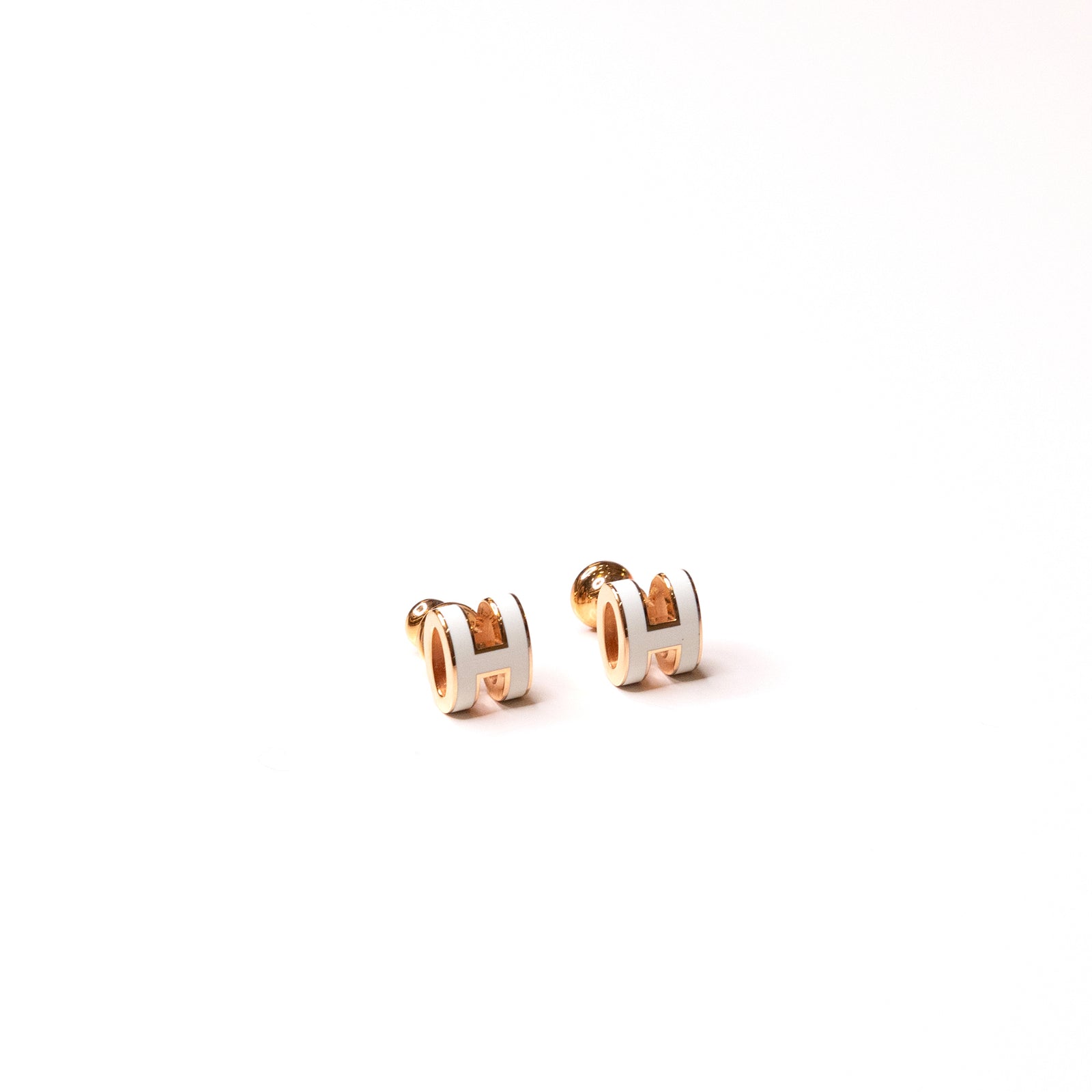 HERMES MINI POP H EARRINGS WHITE RGHW