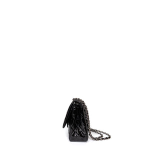 CHANEL JUMBO CLASSIC DOUBLE FLAP BAG PATENT BLACK SHW