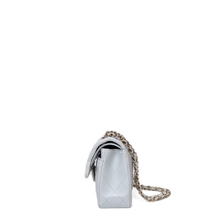 CHANEL SMALL CLASSIC DOUBLE FLAP LIGHT GREY LAMBSKIN LGHW
