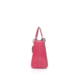 CHRISTIAN DIOR MEDIUM LADY DIOR LIZARD PINK CRYSTAL SHW