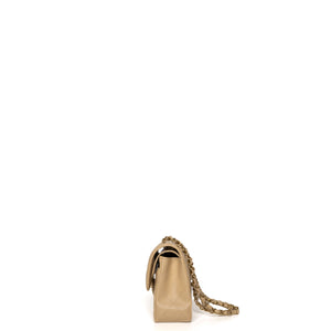 CHANEL CLASSIC FLAP MEDIUM BEIGE CAVIAR LEATHER GHW (MICROCHIP)
