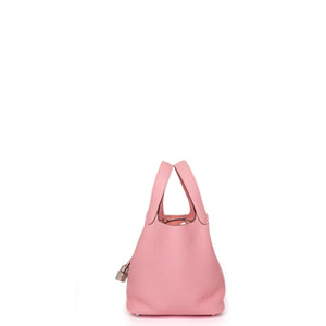 HERMES PICOTIN 18 LOCK BAG CLEMENCE 3Q ROSE SAKURA STAMP W SHW