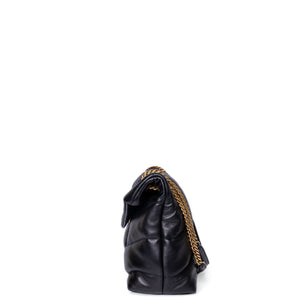 SAINT LAURENT PUFFER BAG MEDIUM BLACK NAPPA LEATHER GHW
