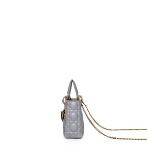 CHRISTIAN DIOR MINI LADY DIOR OPALINE GREY GHW