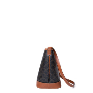 CELINE MEDIUM BUCKET IN TRIOMPHE CANVAS AND CALF SKIN BAG
