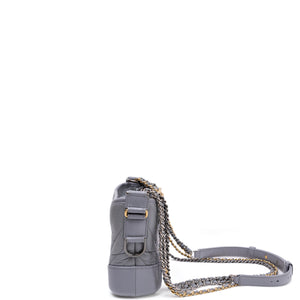 CHANEL SMALL CHEVRON GABRIELLE HOBO BAG GREY CALFSKIN LEATHER MULTICOLOURED HARDWARE