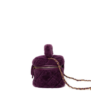CHANEL TOP HANDLE SMALL VANITY CASE SHEARLING PURPLE GHW (MICROCHIP)