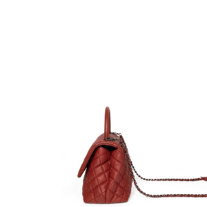 CHANEL MEDIUM COCO HANDLE FLAP BAG RED CAVIAR LEATHER SHW