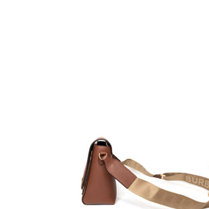 BURBERRY NOTE CROSS-BODY BAG CALFSKIN / CANVAS GHW