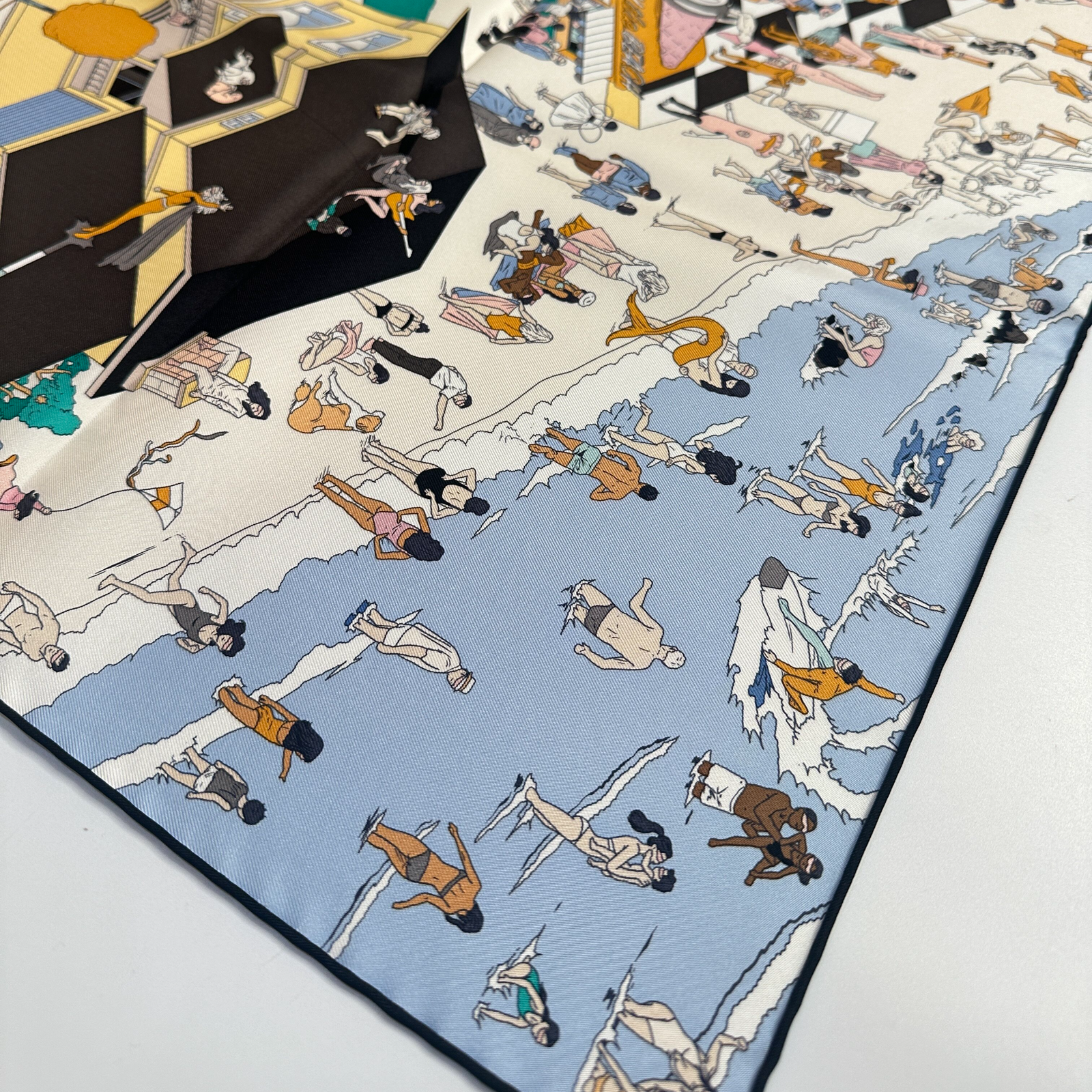 HERMES HERMES ON THE BEACH SILK SCARF 90CM
