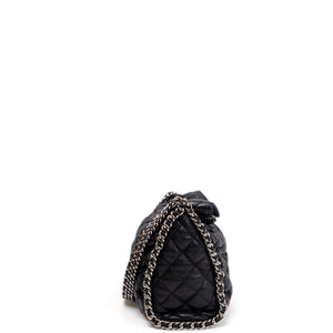 CHANEL CHAIN AROUND HOBO BAG BLACK LAMBSKIN SHW