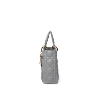CHRISTIAN DIOR MY ABC DIOR SMALL LADY DIOR LAMBSKIN GRAY STONE GHW