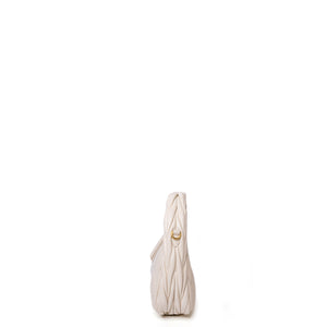 MIUMIU WANDER MATELASSE MINI HOBO BAG NAPPA WHITE LAMBSKIN GHW