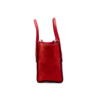 PRADA SMALL GLACE CALF SKIN LEATHER TWIN POCKET SATCHEL RED SHW