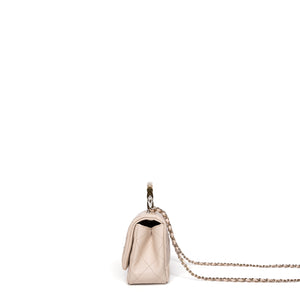 CHANEL 25S MINI COCO CRUSH HANDLE BAG CAVIAR BEIGE LGHW(MICROCHIP)