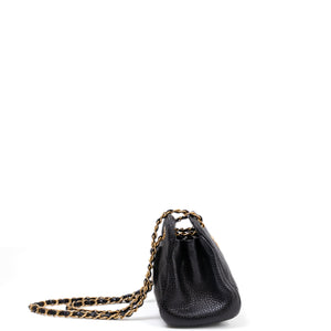 CHANEL 24K BLACK QUILTED MINI BOWLING BAG CAVIAR LEATHER GHW