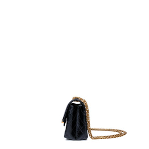 CHANEL MINI 2.55 REISSUE AGED CALFSKIN BLACK GHW
