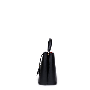 PRADA PANIER SMALL SAFFIANO LEATHER BAG BLACK GHW