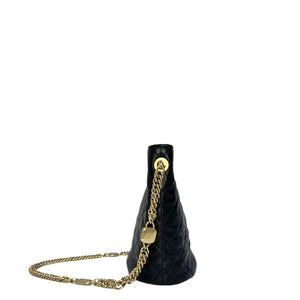 CHANEL BLACK CALFSKIN CC ENAMEL BUCKET SHOULDER BAG