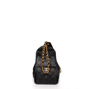 CHANEL SMALL 25 HANDBAG GRAINED CALFSKIN BLACK GHW (MICROCHIP)