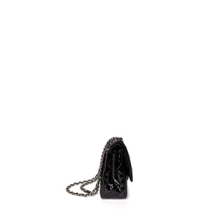 CHANEL JUMBO CLASSIC DOUBLE FLAP BAG PATENT BLACK SHW