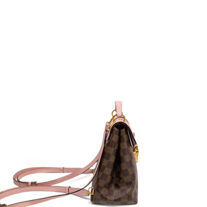 LOUIS VUITTON CLAPTON DAMIER EBENE PINK LEATHER BACKPACK