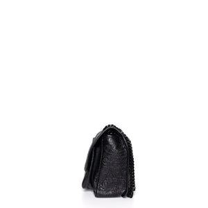 SAINT LAURENT MEDIUM NIKI BAG CROCODILE-EMBOSSED BLACK CALFSKIN BLACK HARDWARE
