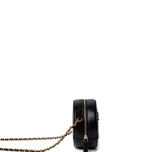 CHANEL CC ROUND CLUTCH LAMBSKIN LEATHER GHW