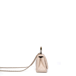 CHANEL 25S MINI COCO CRUSH HANDLE BAG CAVIAR BEIGE LGHW(MICROCHIP)