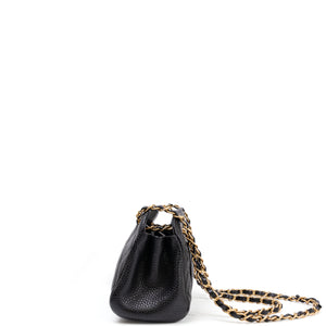 CHANEL 24K BLACK QUILTED MINI BOWLING BAG CAVIAR LEATHER GHW