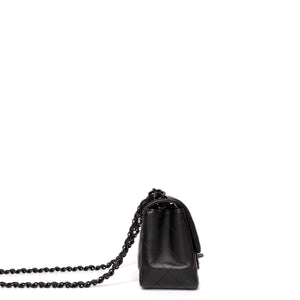 CHANEL MINI SQUARE FLAP BAG LAMBSKIN SO BLACK
