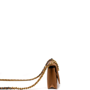 CHANEL 19 WALLET ON CHAIN LAMBSKIN CARAMEL MULTICOLOUR HARDWARE(MICROCHIP))