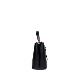 PRADA PANIER SMALL SAFFIANO LEATHER BAG BLACK GHW