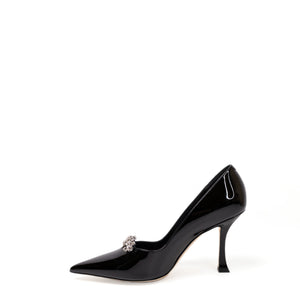 JIMMY CHOO BELINDA PUMP 90 PAT BLACK PATENT LEATHER SIZE 36.5