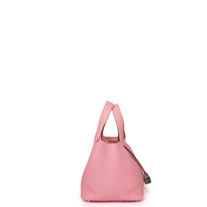 HERMES PICOTIN 18 LOCK BAG CLEMENCE 3Q ROSE SAKURA STAMP W SHW