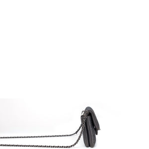 CHANEL CLASSIC FLAP CRYSTAL EMBELLISHED MINI BAG GREY LEATHER SHW