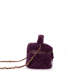 CHANEL TOP HANDLE SMALL VANITY CASE SHEARLING PURPLE GHW (MICROCHIP)