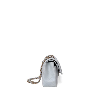 CHANEL SMALL CLASSIC DOUBLE FLAP LIGHT GREY LAMBSKIN LGHW