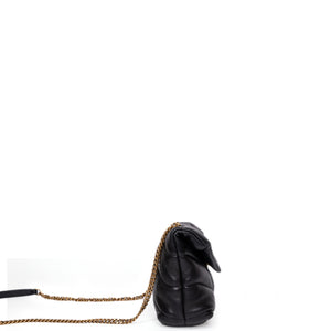 SAINT LAURENT PUFFER BAG TOY BLACK NAPPA LEATHER GHW