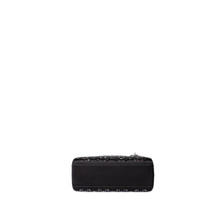 CHRISTIAN DIOR MINI LADY DIOR SATIN CRYSTAL BLACK SHW
